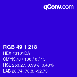 カラーコード: RGB 49 1 218 | qconv.com