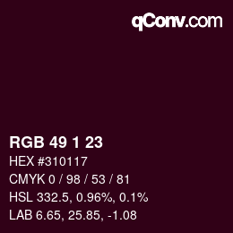 Color code: RGB 49 1 23 | qconv.com
