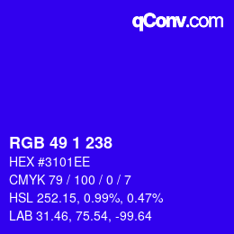 カラーコード: RGB 49 1 238 | qconv.com