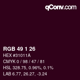 Color code: RGB 49 1 26 | qconv.com