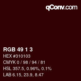Color code: RGB 49 1 3 | qconv.com
