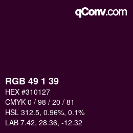 Color code: RGB 49 1 39 | qconv.com