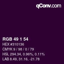 Color code: RGB 49 1 54 | qconv.com