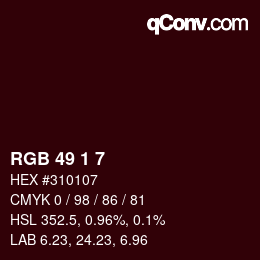 Color code: RGB 49 1 7 | qconv.com