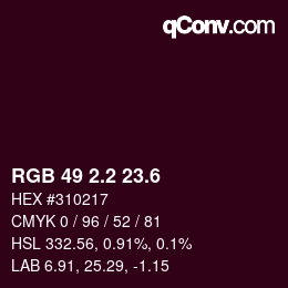 カラーコード: RGB 49 2.2 23.6 | qconv.com