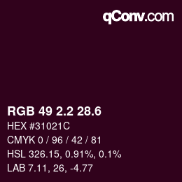 カラーコード: RGB 49 2.2 28.6 | qconv.com