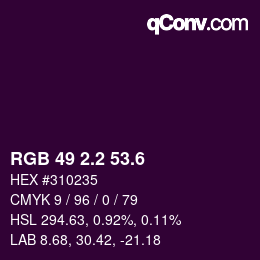 カラーコード: RGB 49 2.2 53.6 | qconv.com