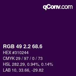 カラーコード: RGB 49 2.2 68.6 | qconv.com
