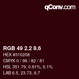 カラーコード: RGB 49 2.2 8.6 | qconv.com