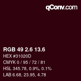 カラーコード: RGB 49 2.6 13.6 | qconv.com