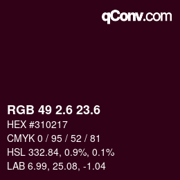 カラーコード: RGB 49 2.6 23.6 | qconv.com