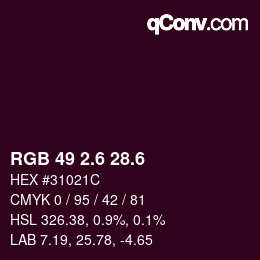 カラーコード: RGB 49 2.6 28.6 | qconv.com