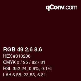 カラーコード: RGB 49 2.6 8.6 | qconv.com