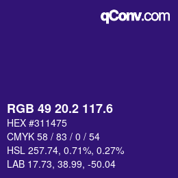 カラーコード: RGB 49 20.2 117.6 | qconv.com