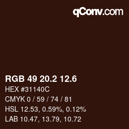 カラーコード: RGB 49 20.2 12.6 | qconv.com