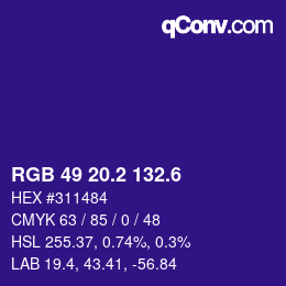 カラーコード: RGB 49 20.2 132.6 | qconv.com