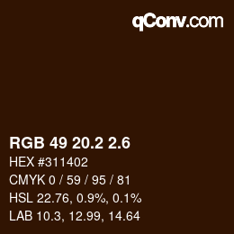 カラーコード: RGB 49 20.2 2.6 | qconv.com