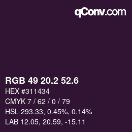 カラーコード: RGB 49 20.2 52.6 | qconv.com