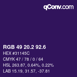 カラーコード: RGB 49 20.2 92.6 | qconv.com