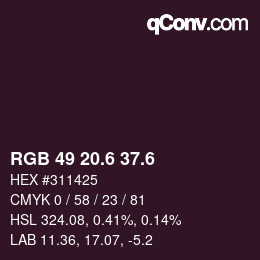 カラーコード: RGB 49 20.6 37.6 | qconv.com