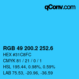 カラーコード: RGB 49 200.2 252.6 | qconv.com