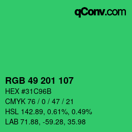 Color code: RGB 49 201 107 | qconv.com
