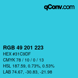 Color code: RGB 49 201 223 | qconv.com