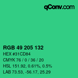 Color code: RGB 49 205 132 | qconv.com