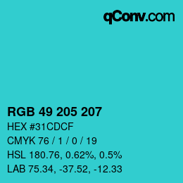 颜色代码: RGB 49 205 207 | qconv.com
