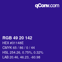 Color code: RGB 49 20 142 | qconv.com
