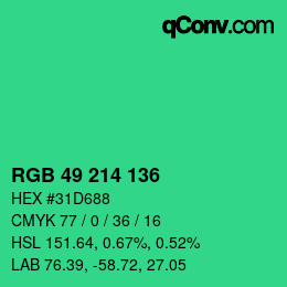 Color code: RGB 49 214 136 | qconv.com