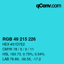 Color code: RGB 49 215 226 | qconv.com