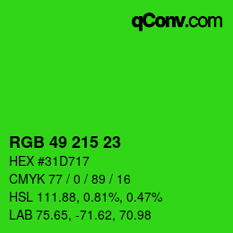 カラーコード: RGB 49 215 23 | qconv.com