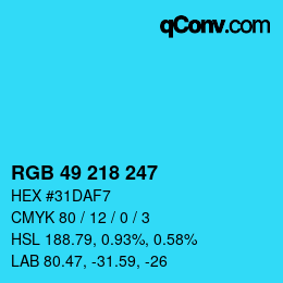 Farbcode: RGB 49 218 247 | qconv.com