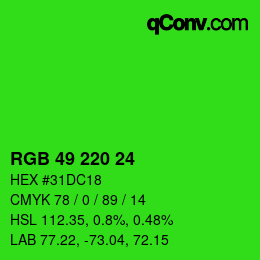 Código de color: RGB 49 220 24 | qconv.com