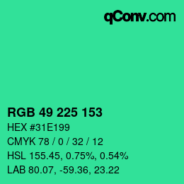 颜色代码: RGB 49 225 153 | qconv.com