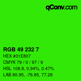 Color code: RGB 49 232 7 | qconv.com