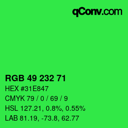 Color code: RGB 49 232 71 | qconv.com