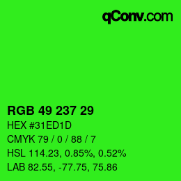 Código de color: RGB 49 237 29 | qconv.com
