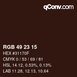 Farbcode: RGB 49 23 15 | qconv.com