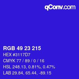 カラーコード: RGB 49 23 215 | qconv.com