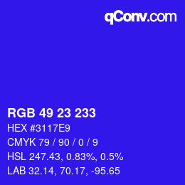 Farbcode: RGB 49 23 233 | qconv.com