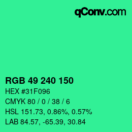 Color code: RGB 49 240 150 | qconv.com