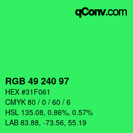 Color code: RGB 49 240 97 | qconv.com