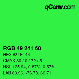 Color code: RGB 49 241 68 | qconv.com