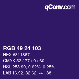 カラーコード: RGB 49 24 103 | qconv.com