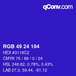 カラーコード: RGB 49 24 194 | qconv.com