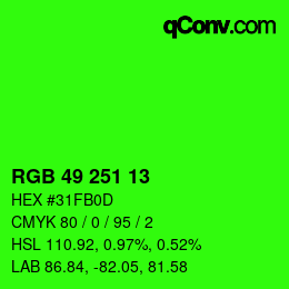 Color code: RGB 49 251 13 | qconv.com