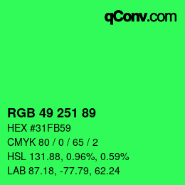 Color code: RGB 49 251 89 | qconv.com