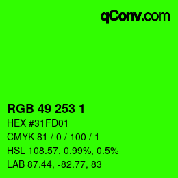 Color code: RGB 49 253 1 | qconv.com